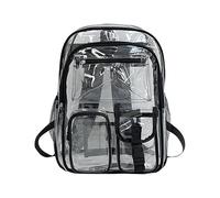 Huvqianu See-Through Backpack, Cute Clear School Bag, 12,6 x 16,14 in Heavy-Duty Bookbag, Large Capacity Design, ideale per eventi sportivi, trasparente Backpack per scuola e attività all'aperto, Nero