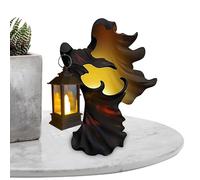 Huvqianu Statua a forma di fantasma di Halloween, decorazione vintage a LED in resina a forma di fantasma spaventoso, statue a LED per casa, esterno, cortile, , giardino, feste, decorazioni di