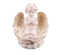 Huvqianu Statua portacandele a forma di angelo, delicata statua di angelo cherubino portacandele con statuetta in resina, decorazione per la casa per ripiano da appoggio, commemorativo