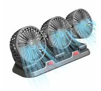 Huvqianu Ventola di raffreddamento per auto - Ventilatore elettrico a tre teste | USB/12V/24V aria di raffreddamento piccola personale, 2 velocità, elettrico per camion, nave, furgoni, SUV,