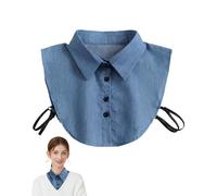 HUVZOR 1 pezzo Colletto Staccabile Donna Camicia, Camicetta Mezza Camicia Colletto Falso Staccabile Decorativo Camicia Joker Cotone Polsino Collo Dickey Risvolto Falso da Donna(Blu)