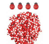 HUVZOR 100 Pezzi Mini Coccinelle Legno,Adesivo Coccinella di Legno,Coccinelle Adesivo,per la Decorazione di Scrapbooking Fai da Te