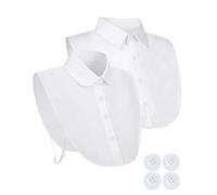 HUVZOR 2 Pezzi Colletto Staccabile Donna Camicia, Camicetta Mezza Camicia Colletto Falso Staccabile Decorativo Camicia Joker Cotone Polsino Collo Dickey Risvolto Falso da Donna(bianco)