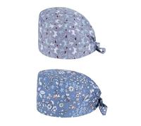 HUVZOR 2 pezzi Copricapo per infermiere cappello da infermiera regolabile,Donna Berretto da Lavoro, con motivo floreale berretto da lavoro in cotone stampato unisex