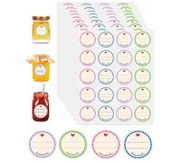 HUVZOR 200 Pezzi Etichette Autoadesive per Marmellate, 4 Colori, Adesivi Decorativi, Ø 38 mm, Rimovibili, per Scrivere Barattoli di Conserve, Etichette per Spezie, Casalinghe, Ufficio