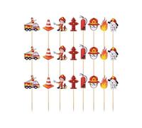 HUVZOR 24pcs Decorazioni per cupcake a tema pompiere, camion dei pompieri, decorazione da tavolo per bambini e ragazzi, forniture per feste di compleanno, Decorazioni per Torte di Compleanno