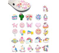 HUVZOR 26 Pezzi Charm per Crocs,Decorazione Scarpe Bambini,Accessori per Scarpes,Shoe Charms per Scarpe Dei Cartoni Animati,Ciondoli Per Crocs,Spille da Scarpa,Ciondoli per Scarpes per Zoccoli