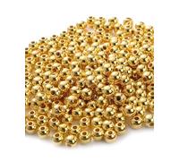 HUVZOR 300Pcs Perline Rotonde Lisce, Perline Placcate Oro 4mm 14K Distanziatrici Piccole Placcate A Lunga Durata A Sfera per Collana Braccialetto Creazione di Gioielli