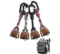 HUVZOR 4 pezzi campanelli vintage in bronzo, anti-smarrimento, mini campane da appendere, per escursioni all'aperto, ciondoli per zaini, collane con animali