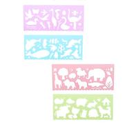 HUVZOR 4 Pezzi Stencil per Pittura,Plastica Riutilizzabili Stencil a Colori,Strumento di Pittura per Bambini per Natale Scrapbooking Decorazione Creazioni Fai da Te(Colore Casuale)
