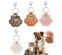 HUVZOR 4pcs Portachiavi Ricordo con Pelo Animale Domestico,Design a Forma di Zampa di Cane e Gatto in Pelle Compatta e Portatile,Regalo Commemorativo Personalizzato per Chi Ha Perso un Amico Fedele
