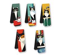 HUVZOR 5 Pezzi Segnalibri Magnetici, Segnalibro Gatto Segnalibri Bambini Accessori Libri per Regalo Donna Uomo Ragazza Studenti Amici Maestro Appassionati di Lettura Natale