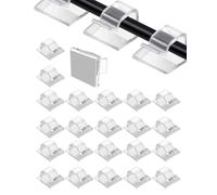 HUVZOR 50 Pezzi Clip per Cavi, Ganci per catena luminosa per esterni, Fermacavi Adesivi Cable Organizer Scrivania, Trasparente Clip Ferma Cavi Fermacavo Fili Management per Luce Fata