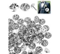HUVZOR 50 pezzi Frizione per Pin Farfalla,Chiusure a Farfalla,Farfalla Frizione con Vuoto,Butterfly Clutch Tie Tacks per Artigianato e Gioielli Making (Argento)