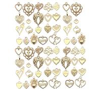 HUVZOR 60Pcs Colgante en Forma de Corazón, Ciondoli con Scritta Targhette Handgefertigt Ciondolo Oro Forma di CuoreCiondoli Pendente per Bricolage e Creazione di Gioielli