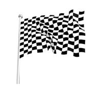 HUVZOR Bandiera Motorsport a scacchi bianca e nera,Bandiera F1, Bandiera Formula 1,Bandiera auto da corsa, Festa di compleanno, Bandiera traguardo,per auto da corsa, eventi sportivi,90x150 cm