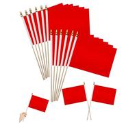 HUVZOR bandierine colorate,Pacchetto da 15 Mini Bandiere Rosse - Bandierine Rosse Solido su Bastone Robusto,14x21 cm, Ideali per Parate, Feste e Decorazioni, con Asta in Plastica e Punta a Lancia
