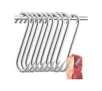 HUVZOR Ganci da Macellaio in Acciaio Inox 15 cm 2 mm,10 Pezzi per Affumicatura ed Essiccamento Carne | Gancio a S Professionale per Griglia, BBQ, Lavorazione Carni