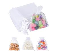 HUVZOR Sacchetto di organza per matrimonio, sacchetto di organza bianco 10 * 15 cm, 50 sacchetti protettivi da giardino con coulisse, sacchetti per gioielli e caramelle