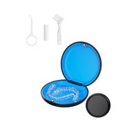 HUVZOR Scatola per allineatori trasparenti con estrattore, masticatori e spazzola, custodia compatta nera con divisorio interno in silicone rimovibile per igiene ottimale - Ideale per uso quotidiano
