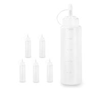 HUVZOR Set di 6 bottiglie con tappo a pressione, bottiglie di plastica da 240 ml per salse, bottiglie dosatrici per varie salse - trasparenti, 8 oz