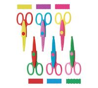 HUVZOR Set di 6 forbici fai da te per bambini, forbici bambini, con Taglio a Zig Zag, Seghettate per bricolage, scrapbooking - 6 Tipi di Denti di Pizzo