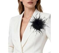HUVZOR Spilla da donna con piume di struzzo,Corpetti di piume,soffice spilla a forma di piuma, maniche a piuma,spilla fiore per vestiti, per carnevale, cosplay, feste, Natale, feste di compleanno,Nero
