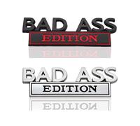 HUVZOR Styling auto e carrozzeria 3D Emblema Parafango Laterale Posteriore, 2PCS Metallo BAD-ASS Edition per Auto Camion - Design Intenso Adesivo Decalcomania Antigraffio Impermeabile