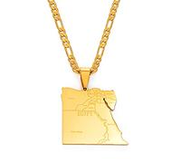 HUWAIYUNDONG Paese Egitto Mappa Stati Collane con Ciondolo, per Uomo Donna Gioielli Mappe Egiziane, Catena Sottile Regolabile, Accessori per Feste Quotidiane, Fascino Unico Personalizzato Regio