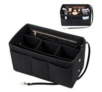 Huwaovi Organizer da Borsa Donna, Organizzatore Borsa in Feltro, Inserto Organizer per Borse, Organizer Borse con Tasca con Chiusura Cerniera e Portachiavi, Bag in Bag per Borsa da Donna, Nero L