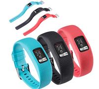 Huwokxix Cinturini Compatibile con Garmin vivofit 4,Sport in Silicone Regolabili Band Sostituzione Braccialetto per Garmin vivofit 4 (Verde acqua + rosso + nero, Grande)
