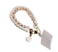HUWOYG 2pcs 26cm Leather Pearl Mobile Phone Charm Bracelet Chain Anti-Lost Universal Cell Phone Strap Rope Pendant Parte degli Smartphone(White)