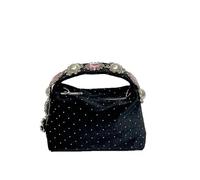 HUWOYG Borsa a cuscino con perla e diamante a forma di fiore da donna elegante a tracolla Bento in seta for cena pochette piccola lucida Borse a catene nere Per Cene Formali