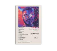 HUWYREWQRH Kid Cudi Album Man On The Moon III The Chosen Tracklist Poster estetico da parete decorazione artistica da parete vintage su tela decorativa poster per soggiorno e camera da letto (40 x 60