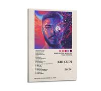 HUWYREWQRH Kid Cudi Album Man On The Moon III The Chosen Tracklist Poster estetico da parete decorazione artistica da parete vintage su tela decorativa poster per soggiorno e camera da letto (20 x 30