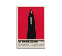 HUWYREWQRH Poster decorativo da parete con scritta "A Girl Walks Home Alone at Night" su tela, stile vintage, per soggiorno, camera da letto, 20 x 30 cm, senza cornice