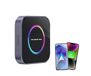 HUXGO® Adattatore Wireless Android Auto e CarPlay AI Box 3 in 1 | Android 13 integrato | Supporto app come YouTube, Netflix e Google Maps | Controllo vocale intelligente | 8GB RAM + 128GB ROM