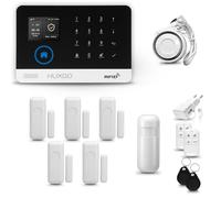 HUXGO® HXA003 Allarme casa senza fili WiFi + GSM con sirena | Kit allarme con 1x rilevatore di movimento, 5x sensori per porte e finestre, telecomando | TUYA Smartlife App