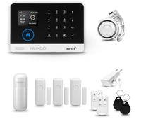 HUXGO® HXA003 Allarme casa senza fili WiFi + GSM con Sirena | Kit allarme con 1x rilevatore di movimento, 3x sensori per porte e finestre, telecomando |TUYA Smartlife App