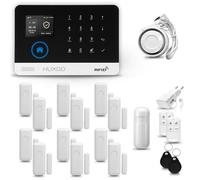 HUXGO® HXA003 Allarme casa senza fili WiFi + GSM con sirena | Kit allarme con 1x rilevatore di movimento, 12x sensori per porte e finestre, telecomando | TUYA Smartlife App