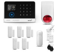 HUXGO® HXA003 Allarme casa senza fili WiFi + GSM con wireless Sirena | Kit allarme con 1x rilevatore di movimento, 5x sensori per porte e finestre, telecomando | TUYA Smartlife App
