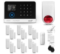 HUXGO® HXA003 Allarme casa senza fili WiFi + GSM con wireless Sirena | Kit allarme con 1x rilevatore di movimento, 12x sensori per porte e finestre, telecomando | Compatibile con TUYA