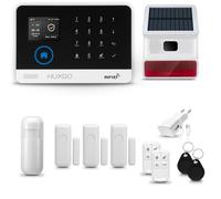 HUXGO® HXA003 Allarme casa senza fili WiFi + GSM con wireless Sirena solare | Kit allarme con 1x rilevatore di movimento, 3x sensori per porte e finestre, telecomando | TUYA Smartlife App