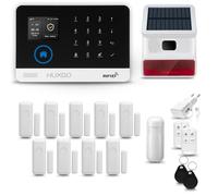 HUXGO® HXA003 Allarme casa senza fili WiFi + GSM con wireless Sirena solare | Kit allarme con 1x rilevatore di movimento, 9x sensori per porte e finestre, telecomando | Compatibile con TUYA