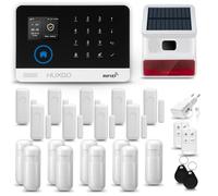 HUXGO® HXA003 Antifurto casa wireless WiFi + GSM 4G con radio sirena solare | Kit allarme casa senza fili: 9x rilevatori di movimento, 9x sensori di allarme per finestre/porte | Allarme Casa