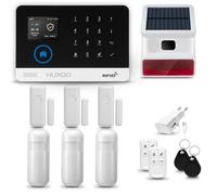 HUXGO® HXA003 Antifurto casa wireless WiFi + GSM 4G con solare sirena | Kit allarme casa senza fili: 3x rilevatori di movimento, 3x sensori di allarme per finestre/porte | Per Casa, Appartamento