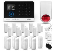 HUXGO® HXA003 Antifurto casa wireless WiFi + GSM con radio sirena | Kit allarme casa senza fili: 9x rilevatori di movimento, 9x sensori di allarme per finestre/porte | Allarme Casa