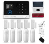 HUXGO® HXA003 Antifurto casa wireless WiFi + GSM con radio Sirena solare | Kit allarme casa senza fili: 5x rilevatori di movimento, 5x sensori di allarme per finestre/porte | Per Casa, Appartamento