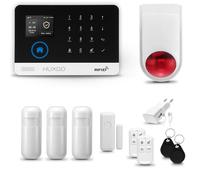 HUXGO® HXA003 Sistema di allarme casa senza fili con radio Sirena esterna WiFi + GSM | Impianto allarme casa kit con 1x sensori di allarme per finestre/portes, 3x rilevatori di movimento