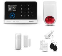 HUXGO® HXA003 Sistema di allarme casa senza fili con radio Sirena esterna WiFi + GSM | Impianto allarme casa kit con 1x sensori di allarme per finestre/portes, 1x rilevatori di movimento